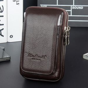 Fashion Men Genuine Leather Fanny Waist Bag CellMobile Phone Coin Purse Pocket Belt Bum Pouch MaleMilitary Pack 240103