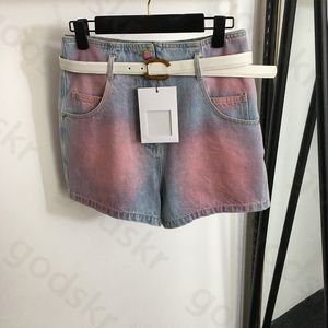 Iridescent Belt Denim Shorts Women Fashion Sexy Irregular High Waisted Skirts Designer Zipper Half Skirt