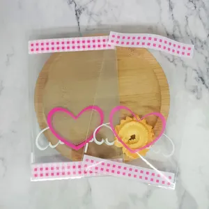 Present Wrap Packing Plastic Påse Hjärtformad kex bröd bakning levererar godis kakor paket bröllop födelsedag