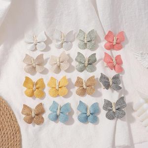 Hair Accessories 60 Pcs/Lot Arrival Vintage Butterfly Bow Baby Hairpins 2.2" Faux Leather Clips Girls Holiday Gift