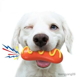 Giocattoli per cani da masticare Salsiccia per cani Giocattoli da masticare Simpatico giocattolo da masticare a forma di hot dog Piccolo, medio e grande Cane interattivo Squeak Denti Pulizia Addestramento Forniture per animali domestici