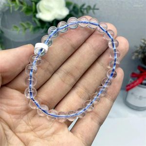 Link Bracelets 7mm Natural Blue Hair Quartz Bracelet Beads Charms Handmade Fortune Energy Bangle Mineral Woman Amulet Jewelry Gift