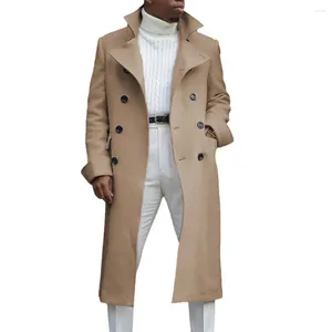 Trenchs pour hommes Manteaux d'extérieur Manteau simple boutonnage élégant hiver chaud automne mode revers cou longue veste pratique