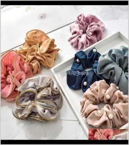 Kvinnor Chiffon Big Scrunchies Solid Hair Ties Lace Elastic Hair Bands Summer Headwear Girls Black Cotton Hair Accessories Qeloc Q3K4697715