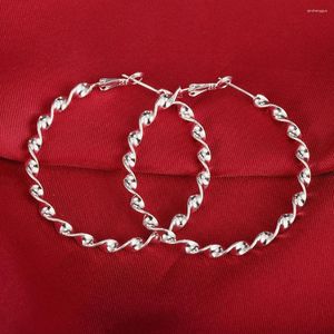Серьги-кольца из стерлингового серебра 925 пробы 5 см для женщин, красивые большие круглые модные вечерние украшения, рождественские подарки