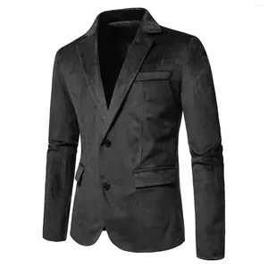 Ternos masculinos europeus e americanos com decote em v único dois botões terno casacos gola aberta cor sólida slim fit casual blazers jaquetas