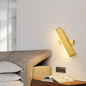 Lampade da parete Lampada moderna a LED Interruttore Kawaii Room Decor Deco Apparecchio di illuminazione Applique Lettura in legno antico con puleggia