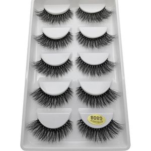 Partihandel 10boxar 5pairs Natural 3D Mink False Eyelashes Makeup Fake False Eyelash Extension Faux Cils Make Up Beauty G800 G806 240104