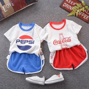 Dresses Summer Kid Cotton Cartoon Cola Sets Clothing Baby Boys Girls Casual Short Sleeve Tshirt+shorts Tracksuits Child Toddler Clothes