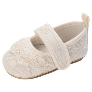 First Walkers Embroidery Toddler Shoes Infant Girls Lace Solid Color Walker Flat Bottom Lightweight Born Baby Dress Crib