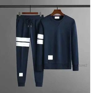 IT-THOM Homens Hoodies Moletons Outono Inverno Puro Algodão Loopback Jersey Malha Projetado Braço Stripe Crewneck Pulôver Marrom Preto Branco 3 W22G