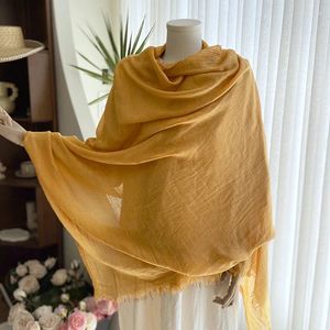 Scarves Korean Solid Color Cotton Linen Tourism Sunscreen Warm Long Scarf Summer Sun Protection Tassel Wedding Evening Dress Cloak Shawl