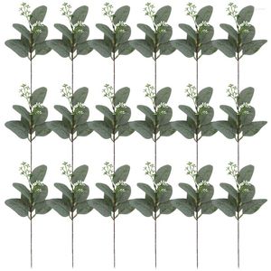 Kwiaty dekoracyjne Faux eukaliptus wybiera sztuczne łodygi dekoracja przyjęcia weselnego fałszywe liście ozdoby choinki