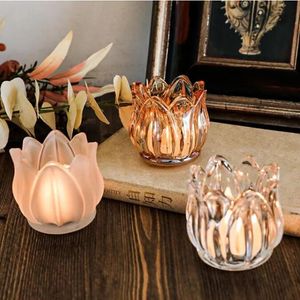 Tulip Flower Glass Candle Holder Crystal Glass Dekoracja ślubna 2,5 cala wysokości i kalibru Wysyłka morza