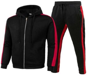 Mężczyzny dresy wiosenne sprężyste spodnie z kapturem Spodnie sportowe garnitur Sweter zamek błyskawiczny rozmiar sxl g