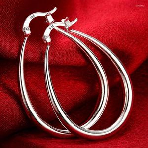 Серьги-кольца из стерлингового серебра 925 пробы, 41 мм, гладкий круг, большие для женщин, модные вечерние свадебные аксессуары, ювелирные изделия, рождественские подарки