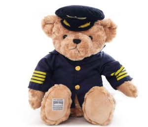 1pc 25cm Nette Pilot Teddybär Plüsch Spielzeug Kapitän Bär Puppe Geburtstag Geschenk Kinder Spielzeug Baby Puppe Stofftier Spielzeug für Kinder6579693