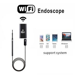 ALK 1PC 55mm WiFi Wireless Ear Endoscope Camera Mini Waterproect Inspection Camera USB Ear Scope Camera med 6 LED för Endoskop I7080599