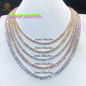 Sier Yellow Gold/Rose Gold Plated 3mm 4mm 5mm 6mm 6.5mm Iced Out Tennis Necklace Moissanite tillverkare