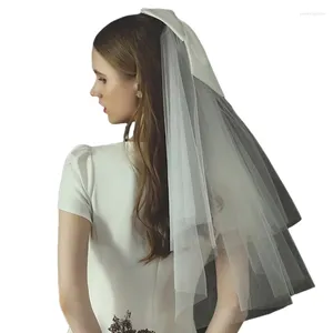 Brudslöjor Flower Girl Veil Bow Head Covering Wedding Hair Accessories White