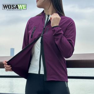 Wosawe Women Windproof Waterproof Reflective Cycling Jacket Bicycle Long Sleeve Windbreaker Sleeveless Vest Bike Coat 240104