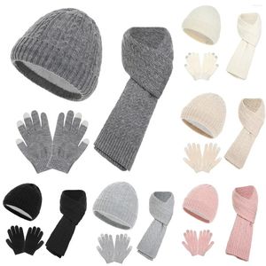 Ball Caps Winter Verdickte Warme Mütze Schal Handschuh Gestrickte Handschuhe Set Frauen Für Jungen Licht