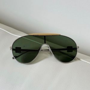 Pilot Oversized Sunglasses Silver Metal Green Lens Women Men Designer Sunglasses Shades Sunnies Gafas de sol UV400 Eyewear with Box