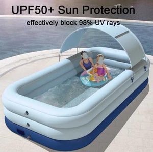Swings 3.18m Inflatable Floats Tubes Auto Inflation Swimming Pool Sun Resistant Float Raft Removable Canopy For Outdoor Backyard Water Pa