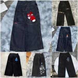 Jeans da uomo Uomo Jnco Streetwear Y2k Hip Hop Grafica oversize Pantaloni larghi neri Harajuku Pantaloni gotici casual a gamba larga Colletto alla coreana