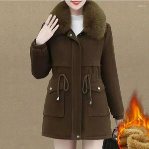 Women's Trench Coats Women Cotton Coat Winter Jacket Female Warm Thick Parkas Loose Large Size Outwear Fashion Artificial Fur Collar