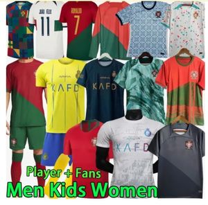 Al Nassr FC Ronaldo Soccer Jerseys Kits Kits Youth Men 23 24 Portuguese Bruno Fernandes Diogo J. Danilo PortuguesaファンPortugieser Men Chids Kit Football Shiirt