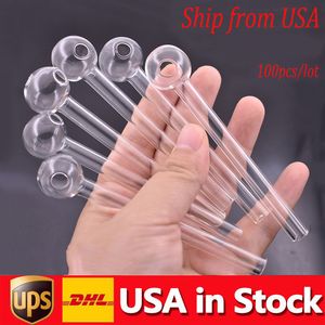 Stock In USA Glasölbrennerpfeife 5-Sterne-Bewertungen Hochwertige Rauchpfeifen Transparente, tolle Röhrenglaspfeife für Rauchergeschenk 100 Stück / Los