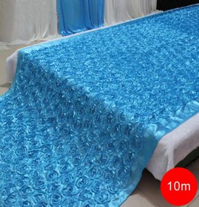 140CMX10Meter Fashion Satin 3D Rose Flower Wedding Aisle Runner Äktenskapsdekor matta gardin Hemdekor2863254