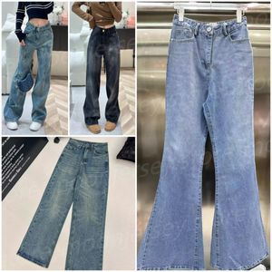 Calças de brim de designer de moda feminina jeans retas calças de cintura alta com padrão de estrela de strass 25784