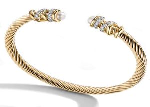 Bracciale moda gioielli da donna in corda d'acciaio intrecciata intarsiata con bracciale aperto in acciaio inossidabile Haoshi oro 18 carati3942608