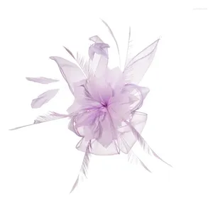 Headpieces Women Chic Fascinator Hat Cocktail Brooch Wedding Headpiece Church Headwear Party Feather Hair Accessories Sinamay Fascinators