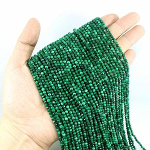 Braccialetti di malachite sfaccettata naturale perline rotonde sciolte di alta qualità 2/3/4mm 38 cm per la creazione di gioielli accessori per collane fai da te