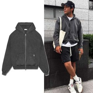 Representhoodie Designer Fashion Men's Hoodies Sweatshirts Series Blank Washed Worna-Out Cut Zippered Hoodies Men's Outterwear