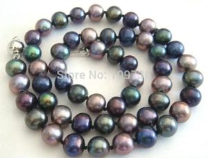 Necklaces NATURAL TAHITIAN GENUINE BLACK PEACOCK GREEN MULTIC PEARL NECKLACE