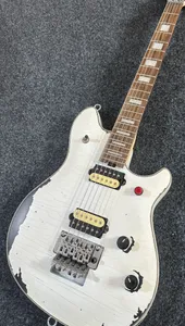 Teslimat, hızlı teslimat dahil olmak üzere stokta bulunan özel düzensiz elektro gitar, beyaz, vintage