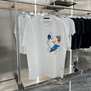 24 Designer Tide T Shirts Chest Letter Tryck Kort ärm Hög gata Löst överdimensionerad casual T-shirt Pura bomullstoppar för män och kvinnor