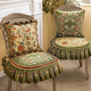 Retro American Chair Cover European Light Luxury Dining Table and Chair Cushion Custom Cushion Stool Chair Cover Pastoral Style 240104