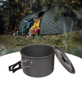 Pfannen 2,8 l 19 12 cm Aluminiumlegierung Outdoor Camping Topf Kochgeschirr Picknick Gerichte Tragbare Einzelpfanne Geschirr Wandern