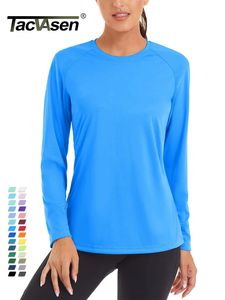 Tacvasen UPF 50 Yaz Hızlı Kuru T-Shirts Kadın Performans Güneş Bloku UV Koruma Tişörtleri Uzun Kollu Yüzme Külkü Üstleri 240103