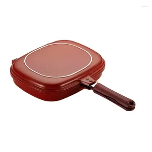 Pannor hög kvalitet 28 cm storlek Pan Double Side Grill Fry Cookware Face Peak Pancake Outdoor Kitchen Supplies