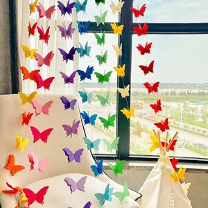 Party Decoration 2M 3D Colorful Butterfly Paper Garland Hanging Banner Wedding Birthday Decor Baby Shower Kids Girl Room Bunting