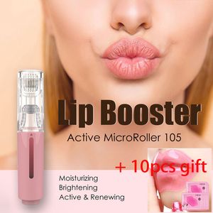 Lippenpflege-Roller mit 10 Stück Lippenmaske, Kollagen, tragbare Lippenmassage, Bart-Wachstums-Roller, Bart-Haar-Wachstums-Roller, Serum-Anwendung