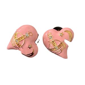 Charm Ohrstecker Aretes Orecchini Designer Mittelalterliche Emaille tropfendes Öl Liebe Westkönigin Saturn Vivi Perlenohrringe Diamantohrringe Schnalle 925er Silbernadel