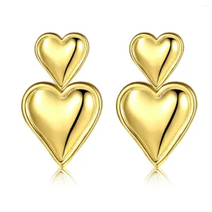 Dangle Earrings KMVEXO Chic Exaggerate Big Heart Drop For Women Chunky Stainless Steel Gold Plated Statement Ear Jewelry