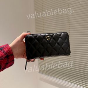 designer wallet caviar cc wallet purse Ladies Leather Wallets coin purse Credit Card Slot Mini Skinny Black Card Top Zip Coin Pouch with ID Holder